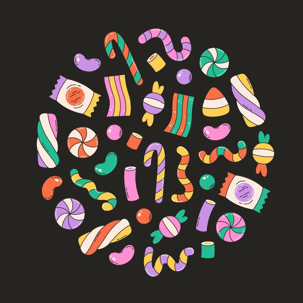 Halloween sweets and candies collection. Happy Halloween vector