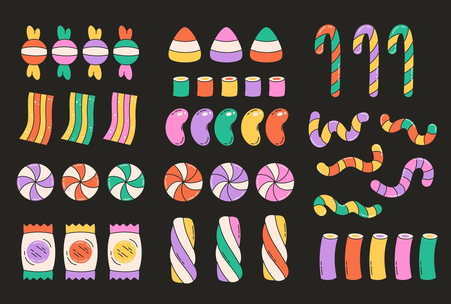 Halloween sweets and candies collection. Happy Halloween vector