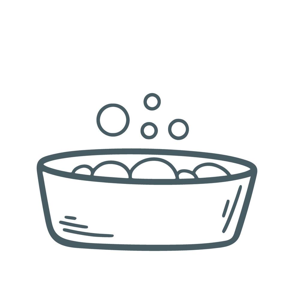 Washing basin with foam doodle sketch style illustration vector