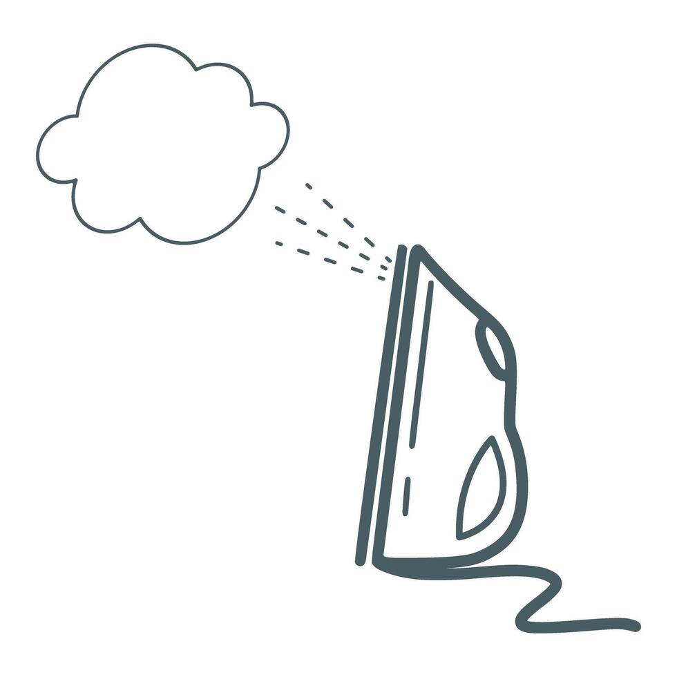 Iron releasing steam doodle sketch style illustration vector