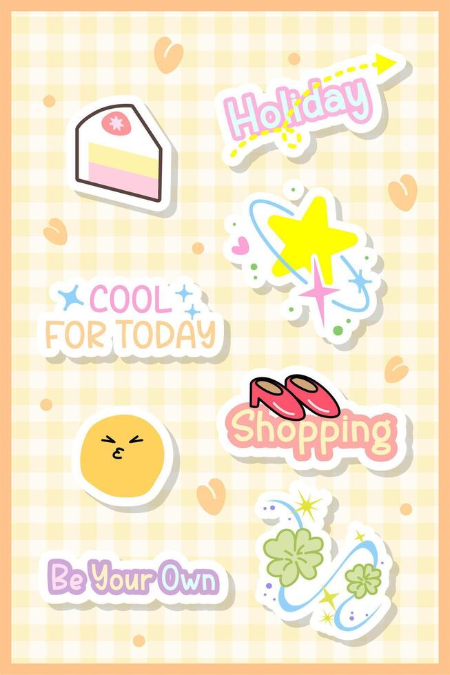 adorable sticker pastel color with quote word collection pack vector