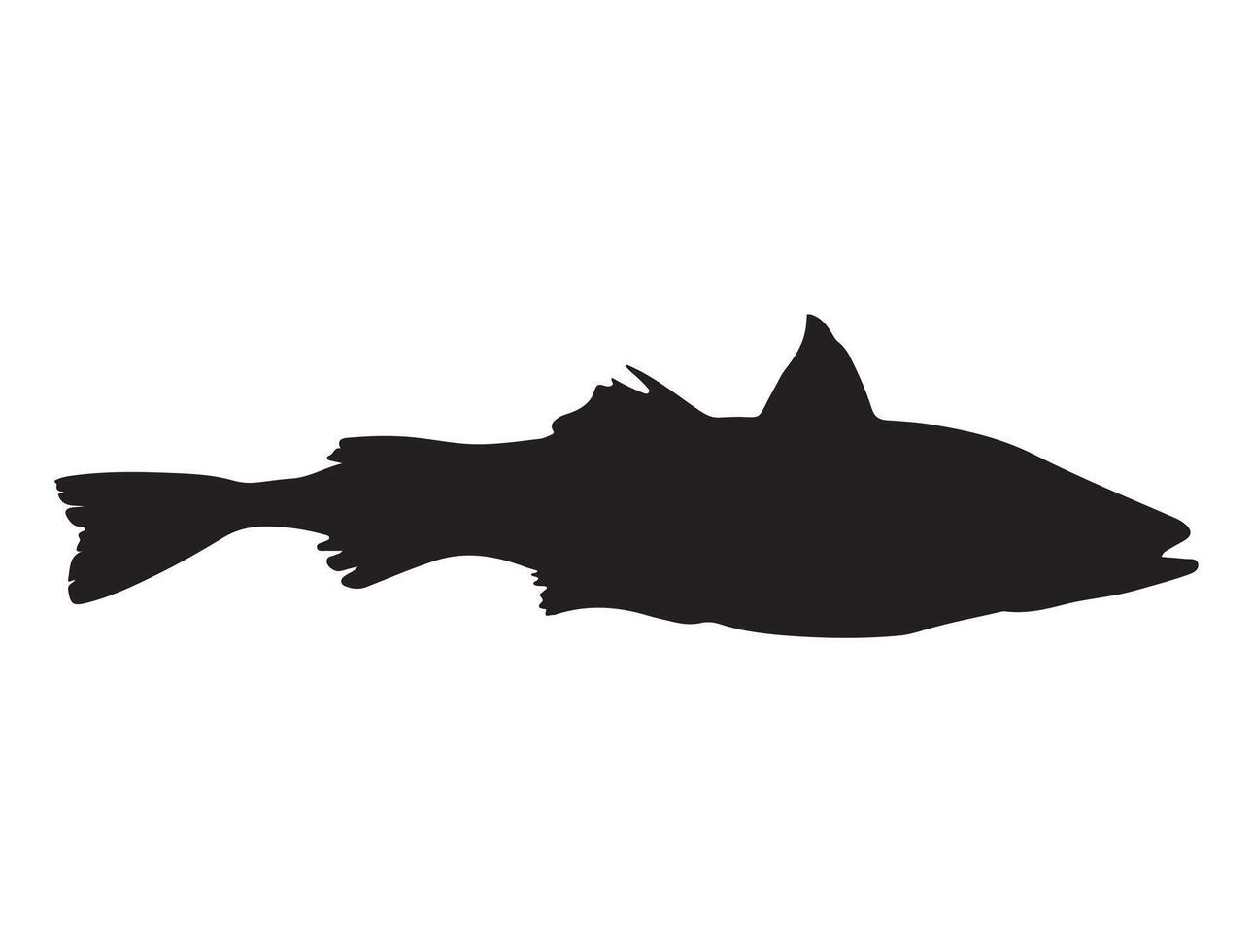 Alaska pollock fish silhouette vector
