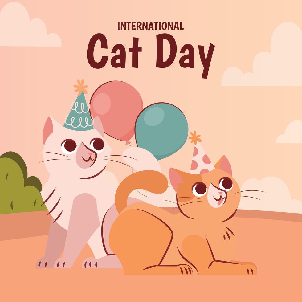 International Cat Day Celebrates the Friendship Between Humans and Cats on the August Illustration vector