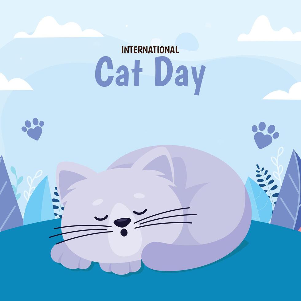 International Cat Day Celebrates the Friendship Between Humans and Cats on the August Illustration vector