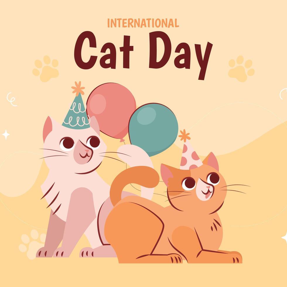International Cat Day Celebrates the Friendship Between Humans and Cats on the August Illustration vector