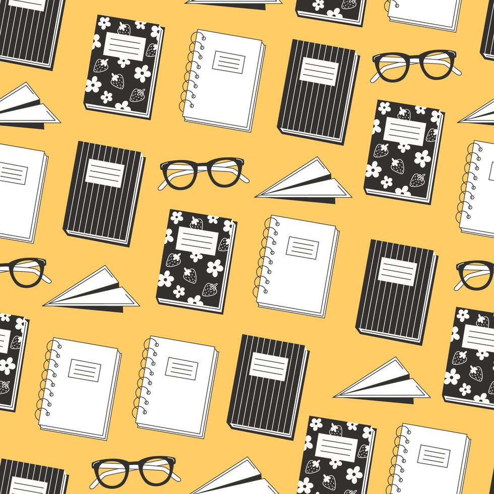 School Days Seamless Pattern with school supplies vector