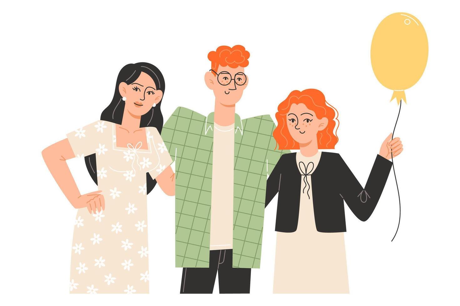 Happy family are standing next to each other vector