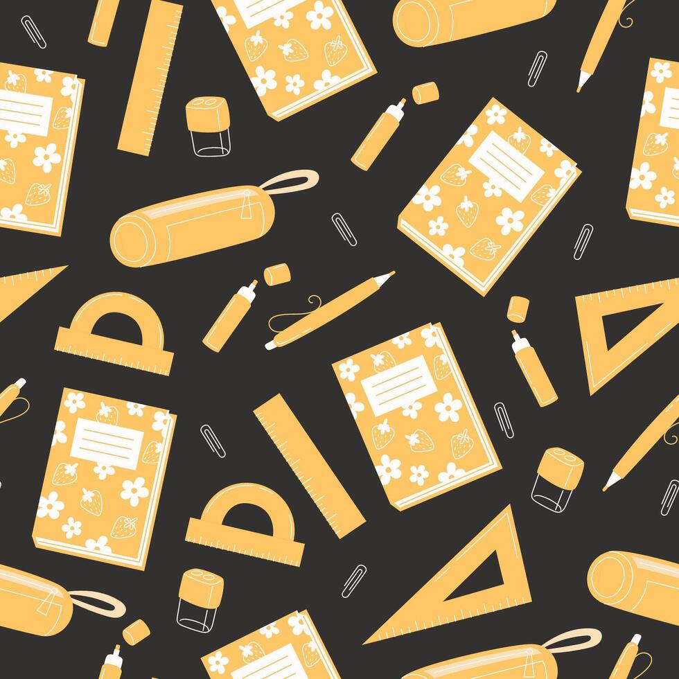 School Days Seamless Pattern with school supplies vector