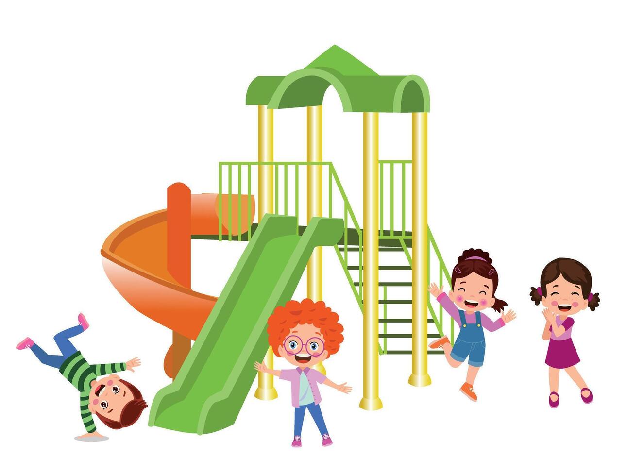 cute kids playing in the park vector