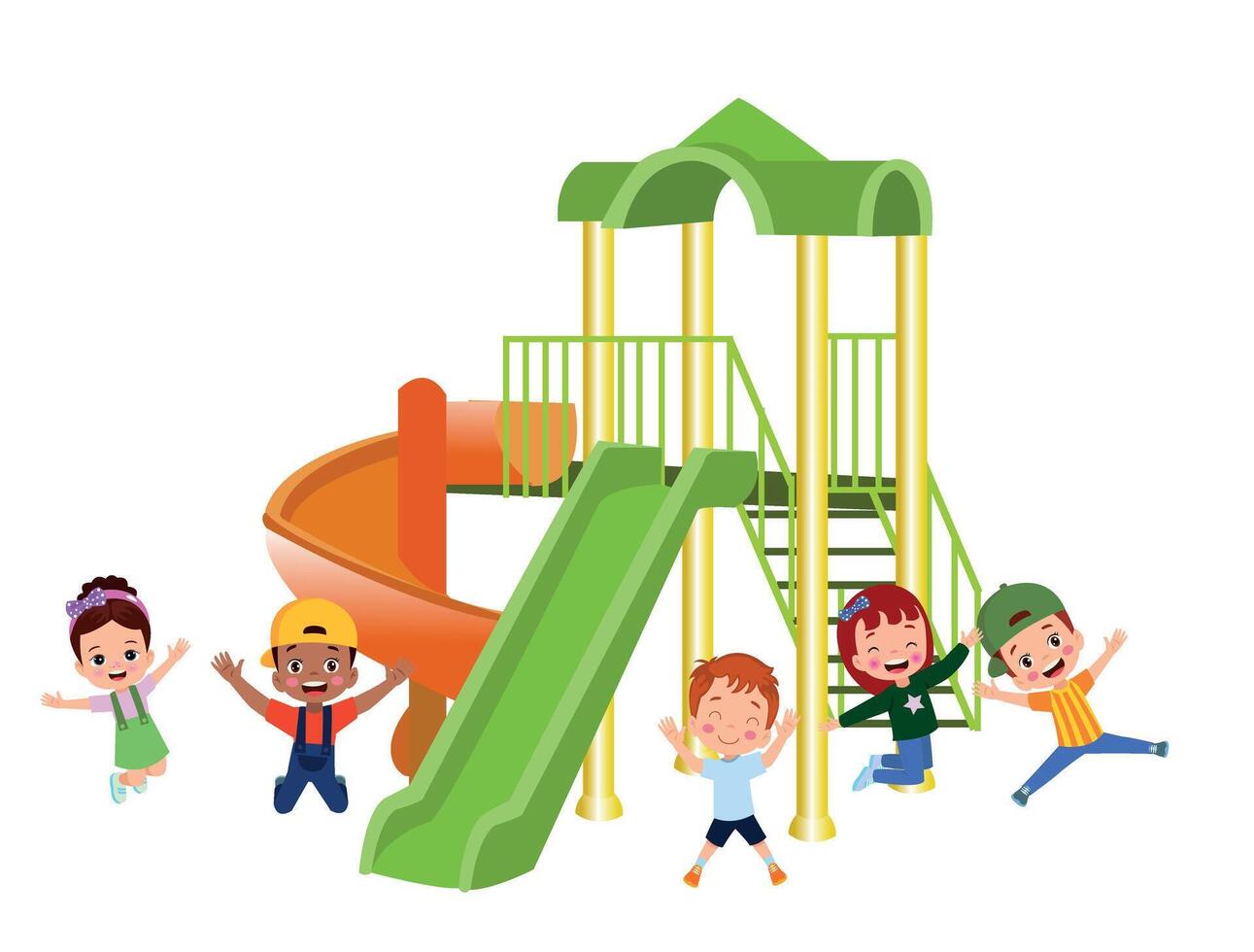 cute kids playing in the park vector