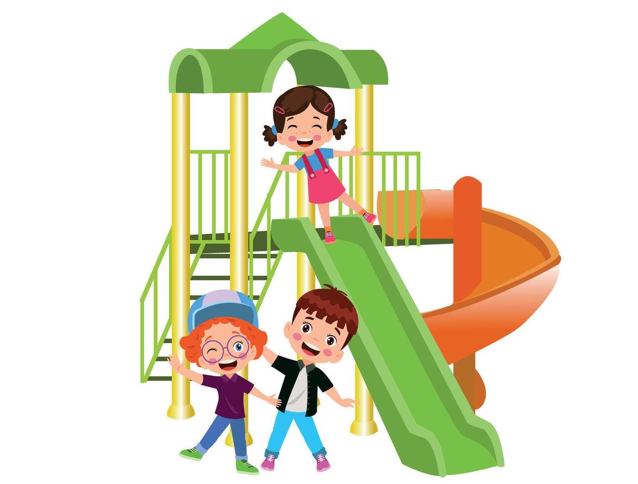 cute kids playing in the park vector