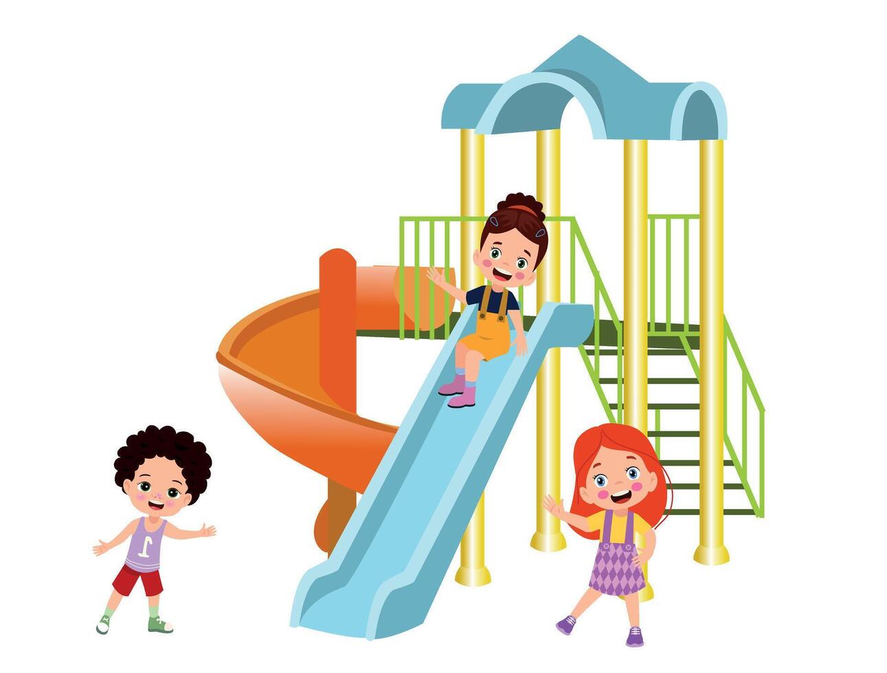 cute kids playing in the park vector