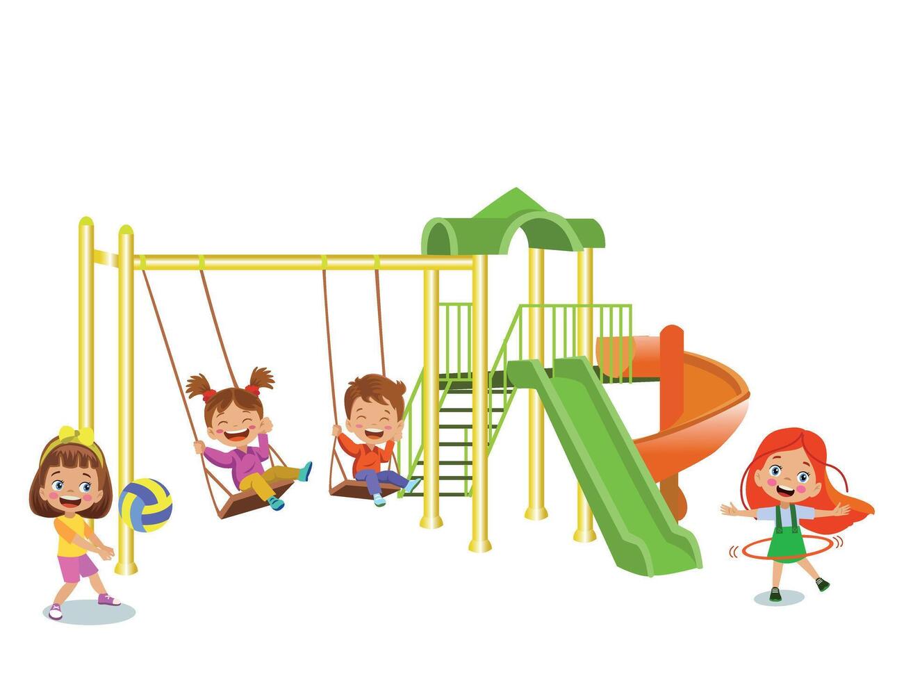 cute kids playing in the park vector