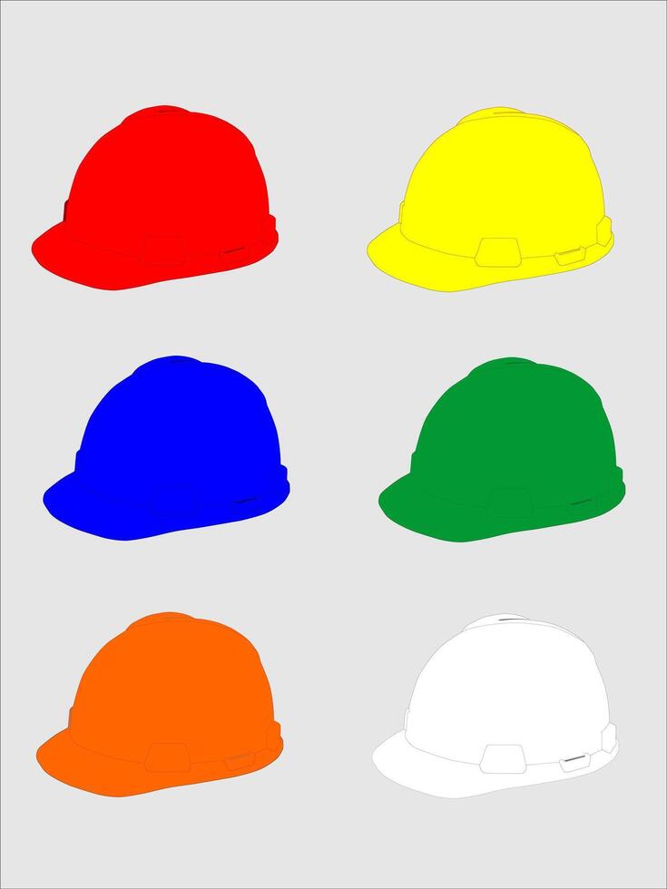 illustration of a Safety Helmet for work in various colors vector