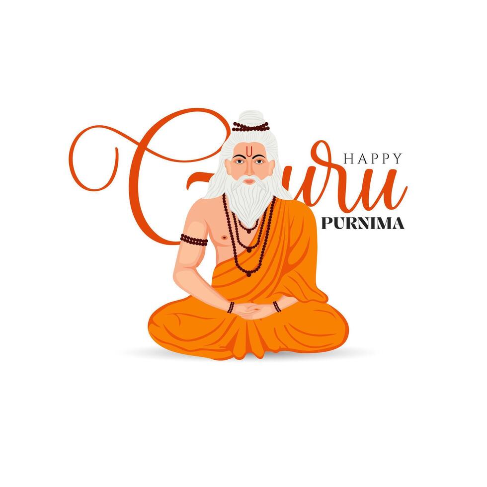 Guru Purnima festival of India teachers gurus give blesses to his shishya Social media post vector