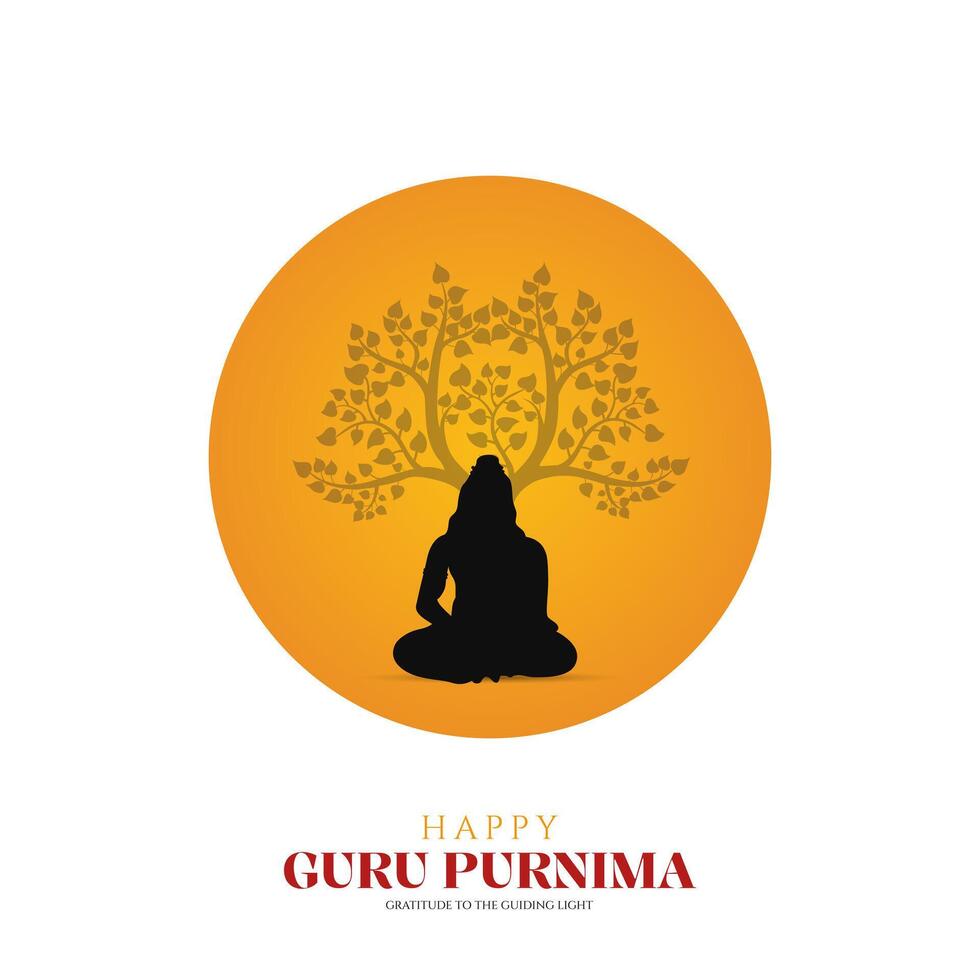 Guru Purnima festival of India teachers gurus give blesses to his shishya Social media post vector