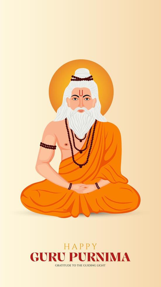 Guru Purnima festival of India teachers gurus give blesses to his shishya Social media post vector