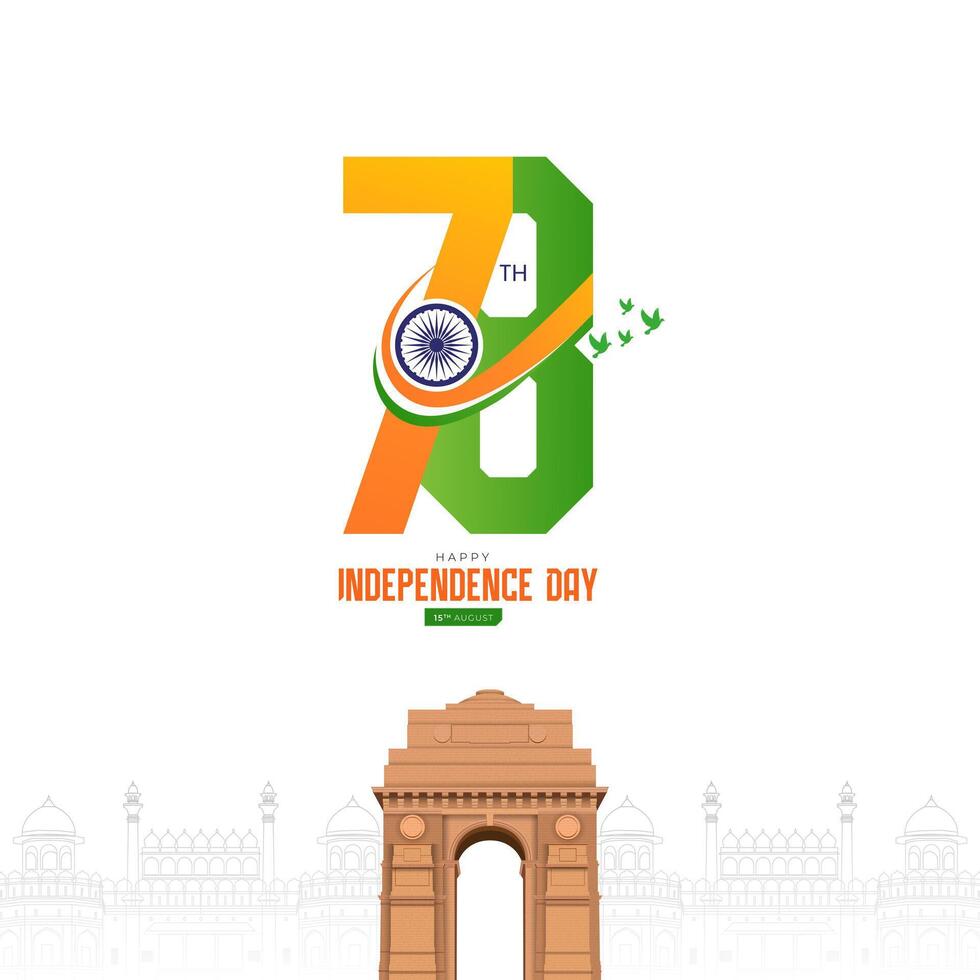 78th Indian Independence Day 15th August Social Media Post, Poster, Banner, Web Banner , Print Design vector