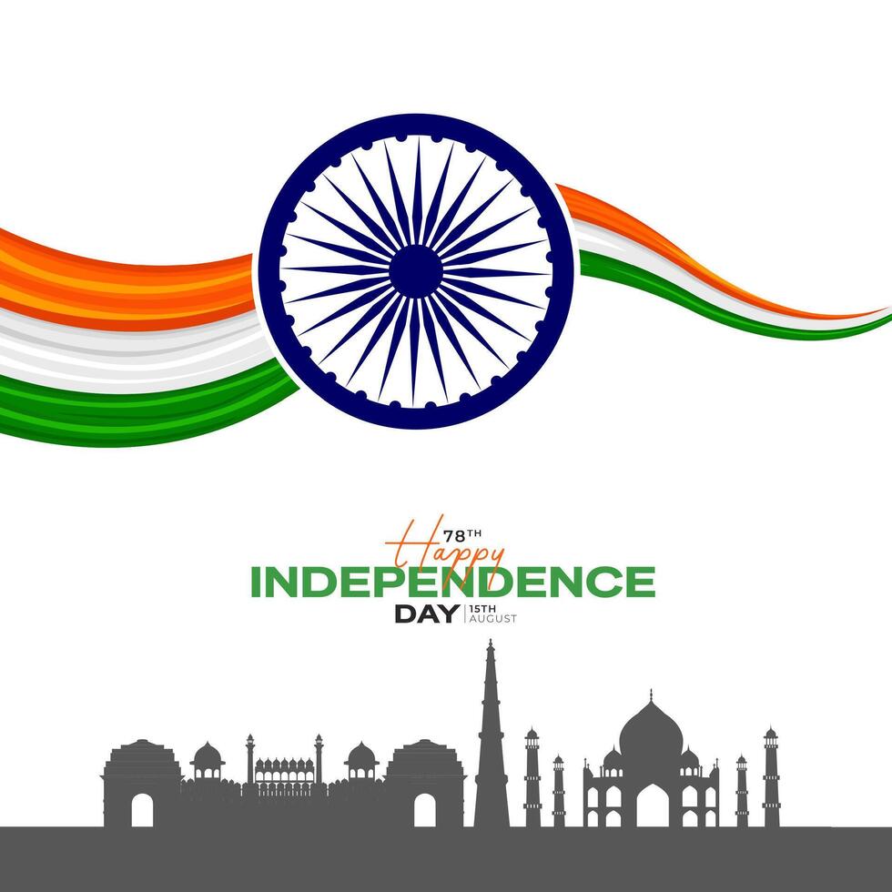 78th Indian Independence Day 15th August Social Media Post, Poster, Banner, Web Banner , Print Design vector