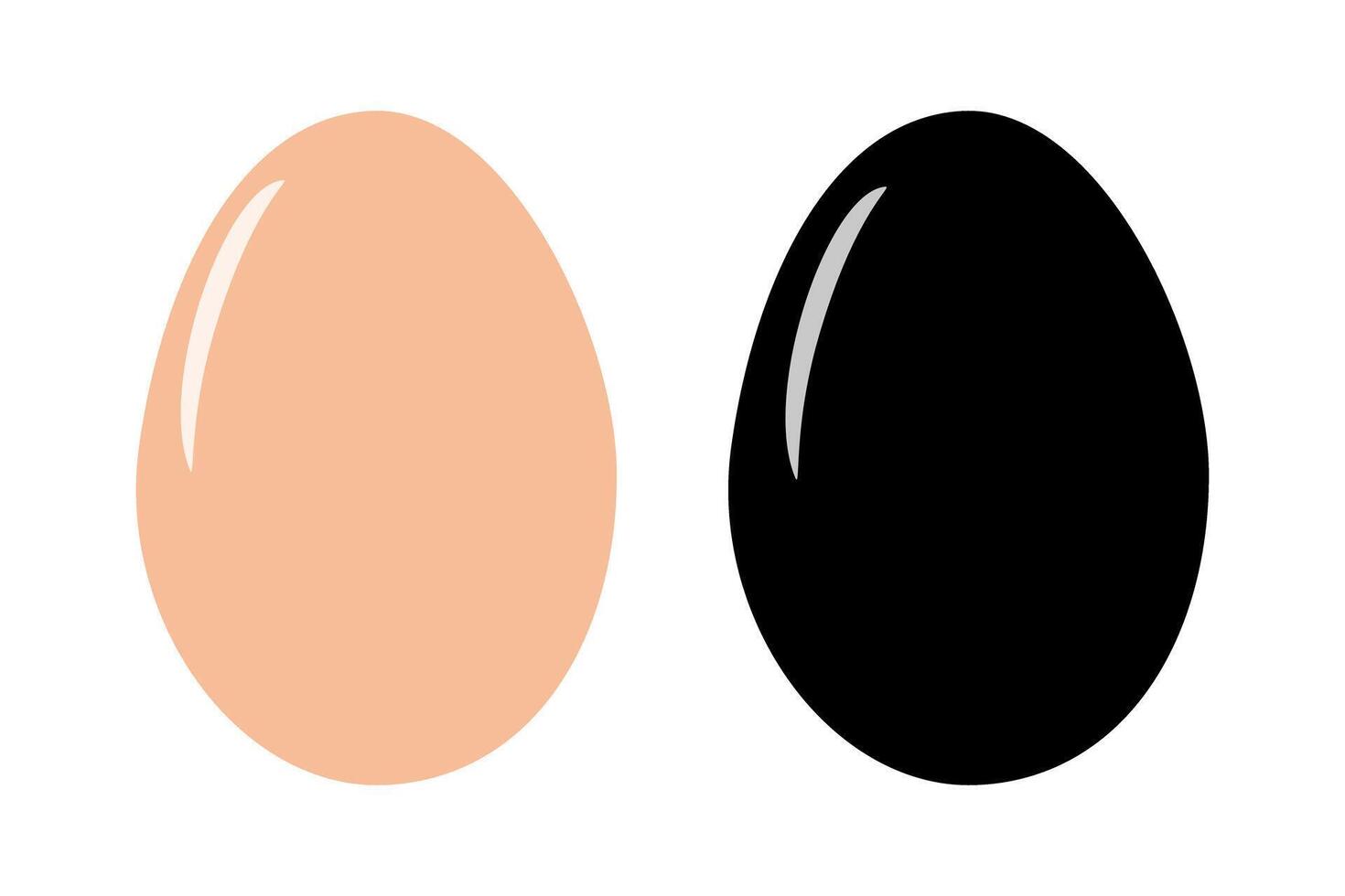Beige and silhouette Chicken eggs in shell. Menu or recipe cards concept Isolated design elements. EPS. . Icon, sticker poster, banner, brochure, price tag, label or web, billboard, promo idea vector