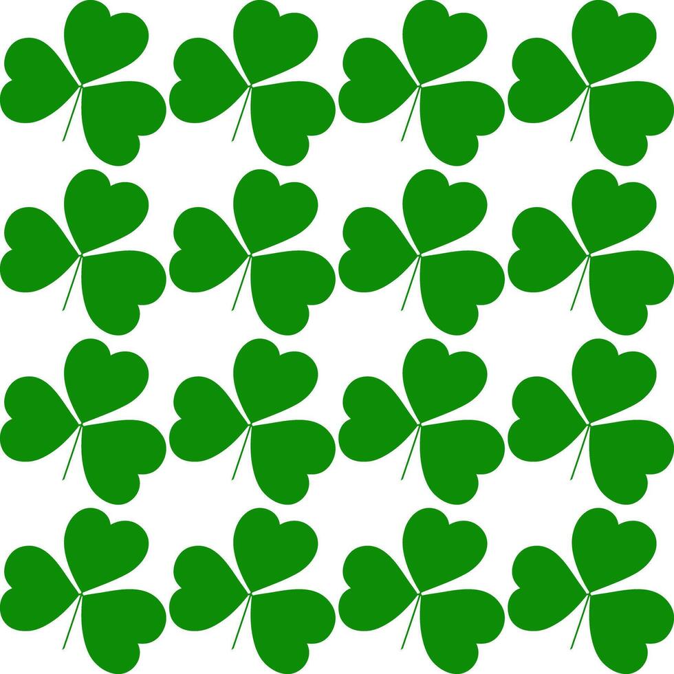 Shamrocks seamless pattern in trendy monochrome green. Abstract background in minimalistic style. Isolated Wrapping, wallpaper or Cards, poster, banner, price tag, label or web, promo concept vector