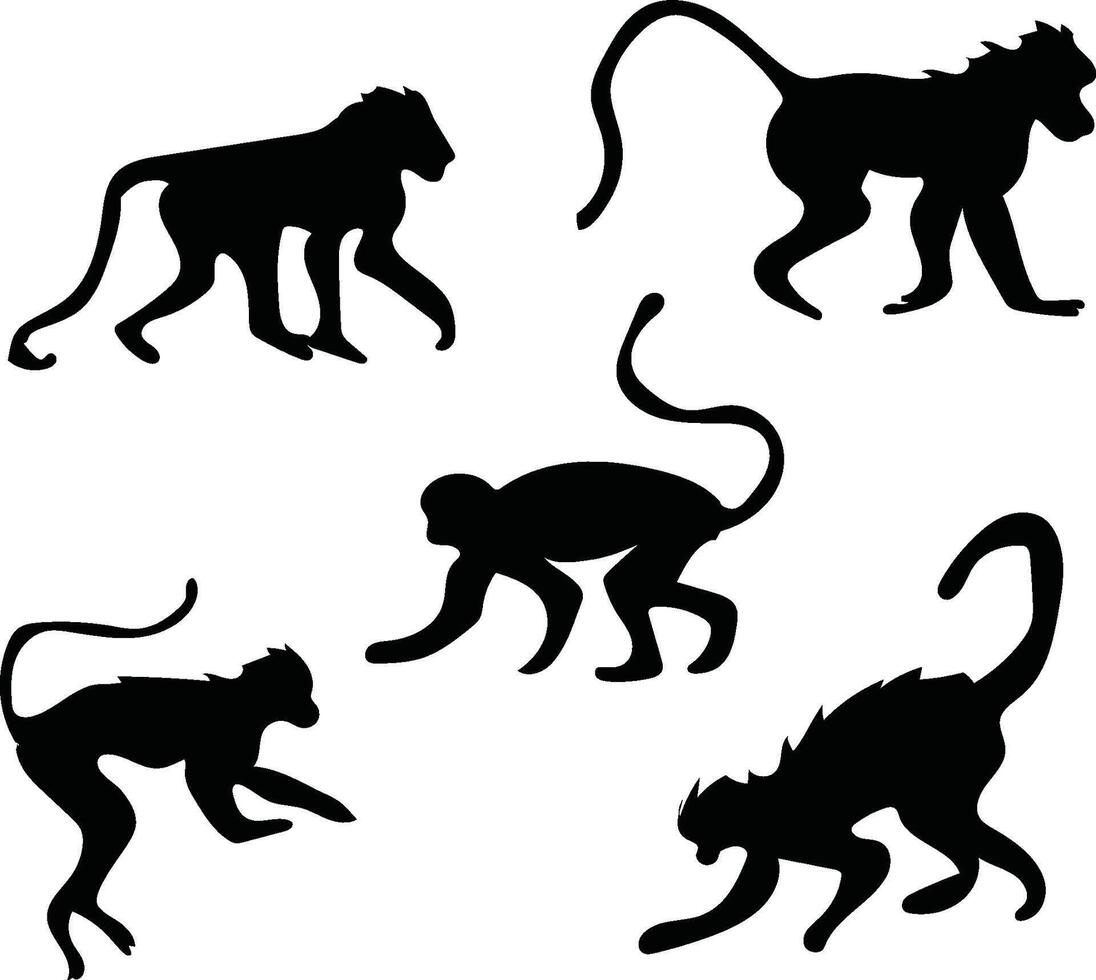 monkey silhouette vectors