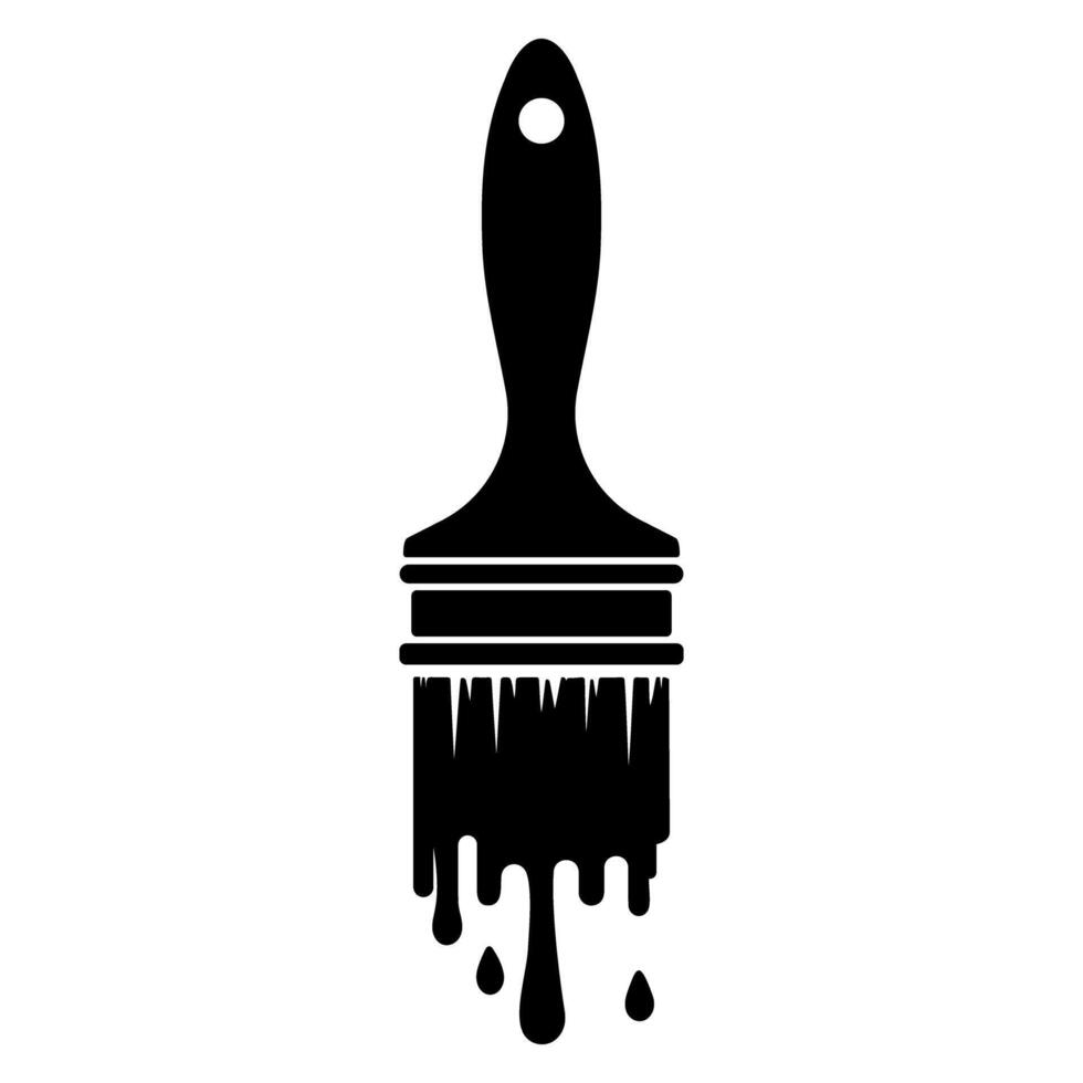 Paintbrush with dripping paint silhouette clip art illustration vector