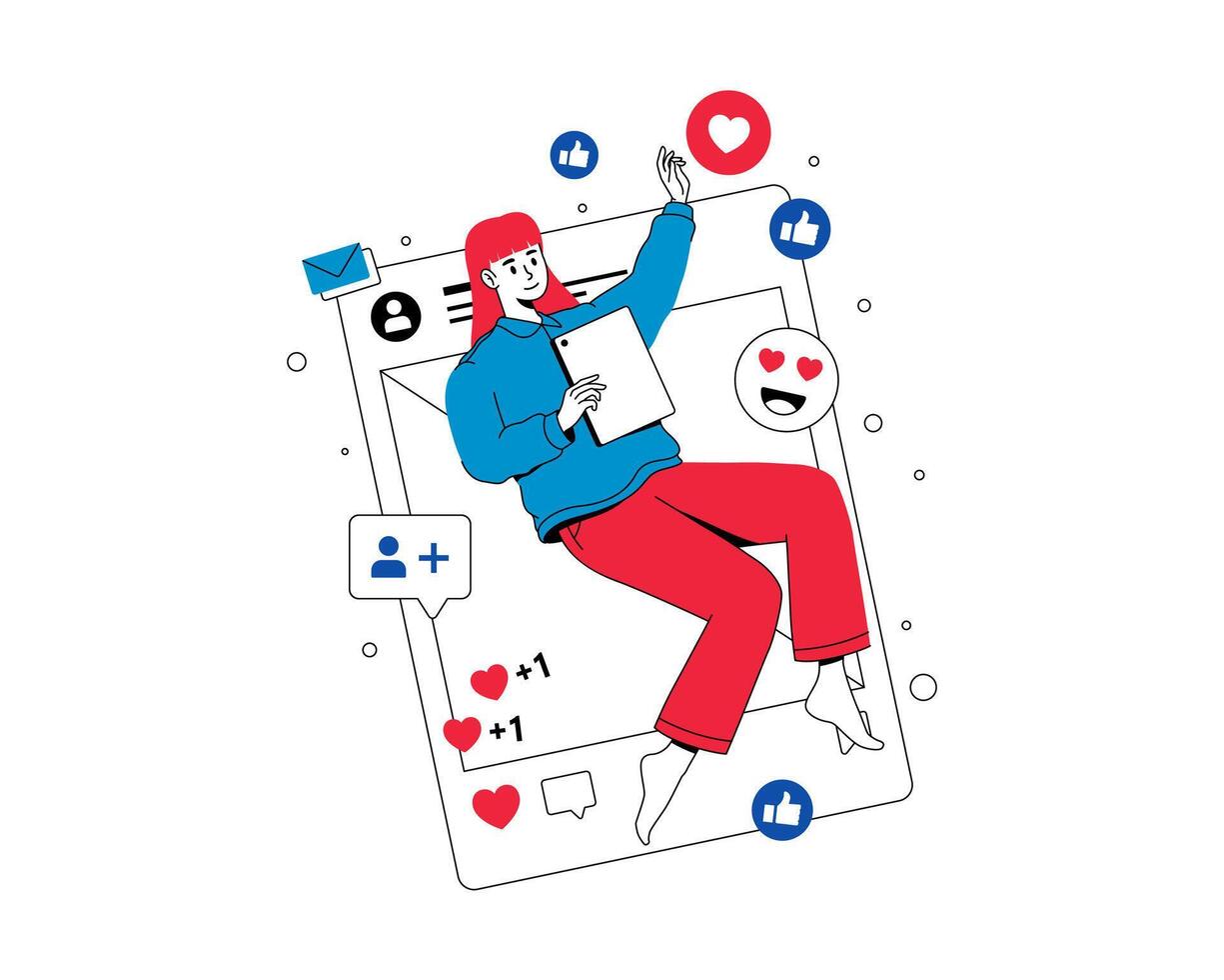 Concept of Social Media Addiction Illustration vector