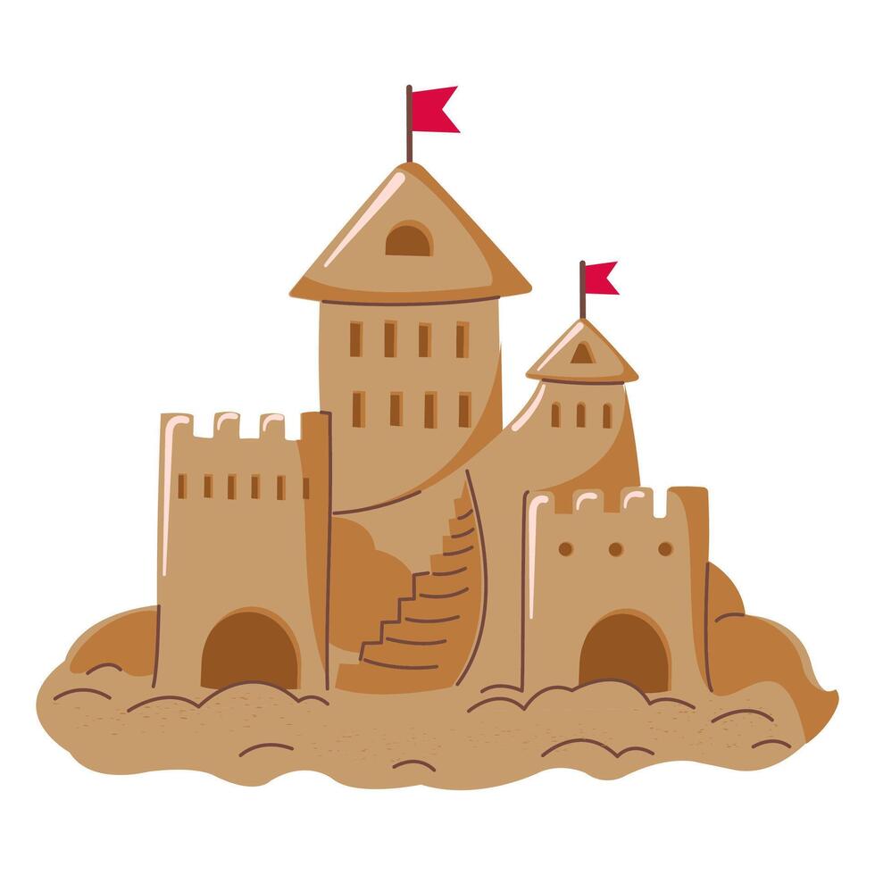 Sandcastle. Flat style drawing. vector