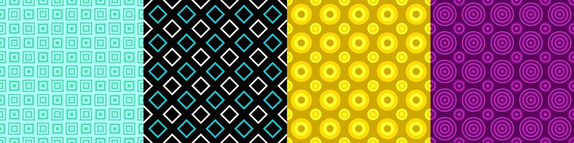 Seamless geometric threetone pattern set vector