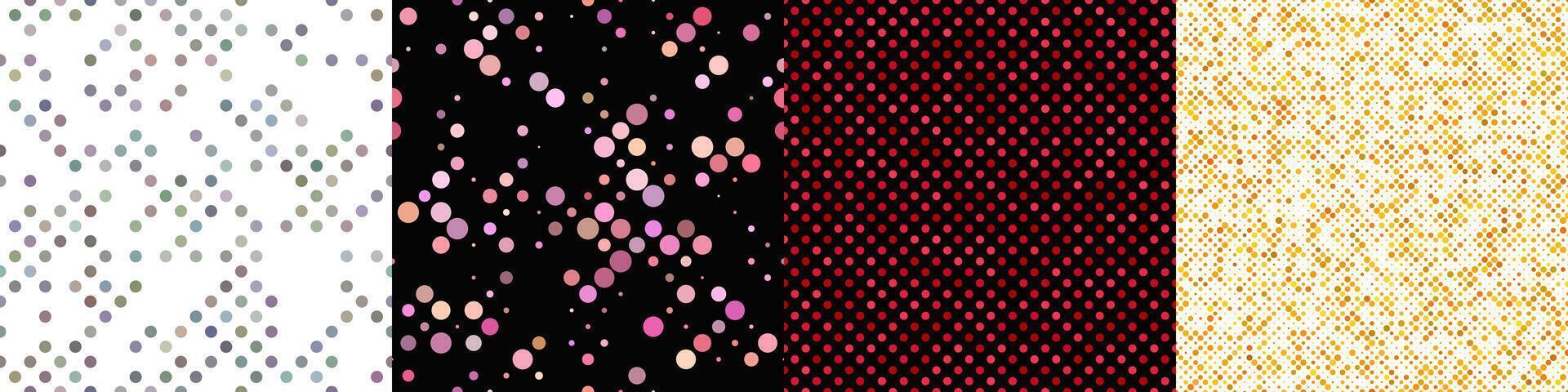 Seamless geometric dot pattern background set vector