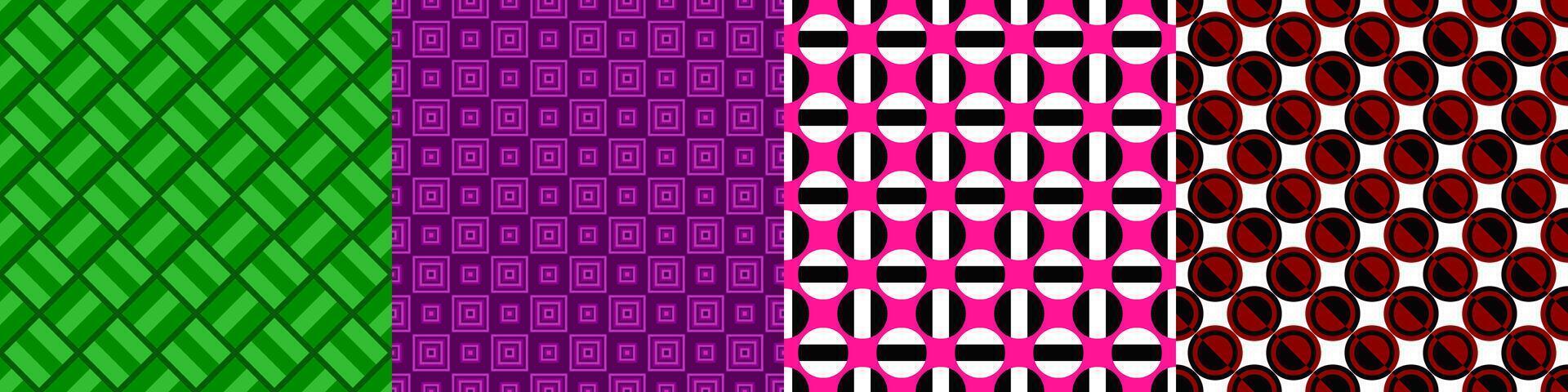 Seamless geometric threetone pattern set vector