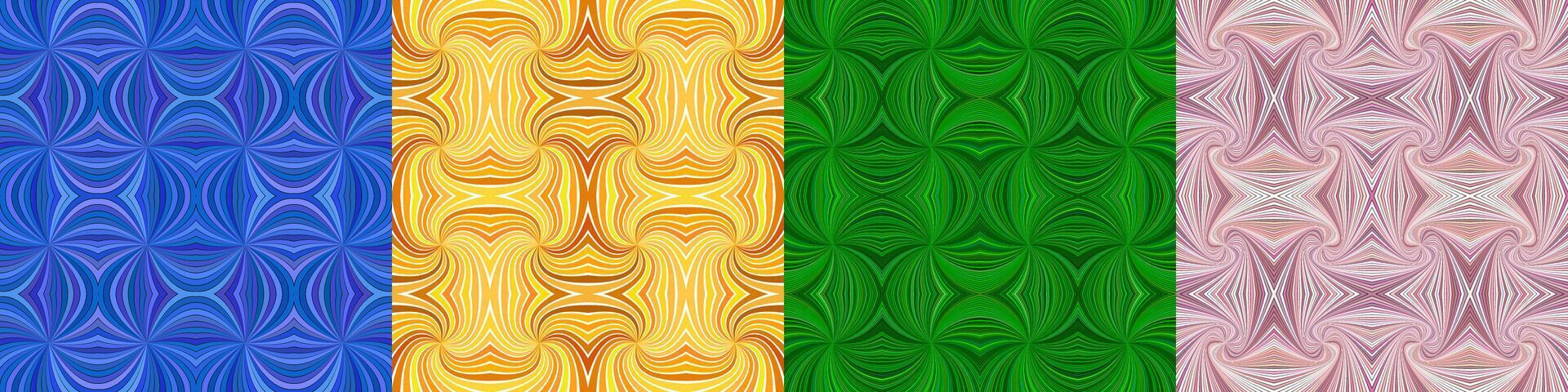 Abstract seamless curved stripe pattern set vector
