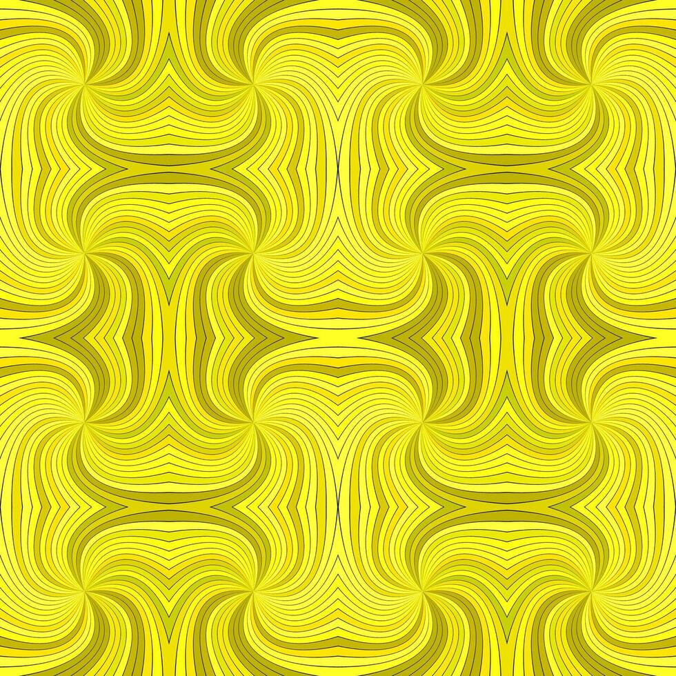Yellow seamless psychedelic abstract spiral burst stripe pattern background vector