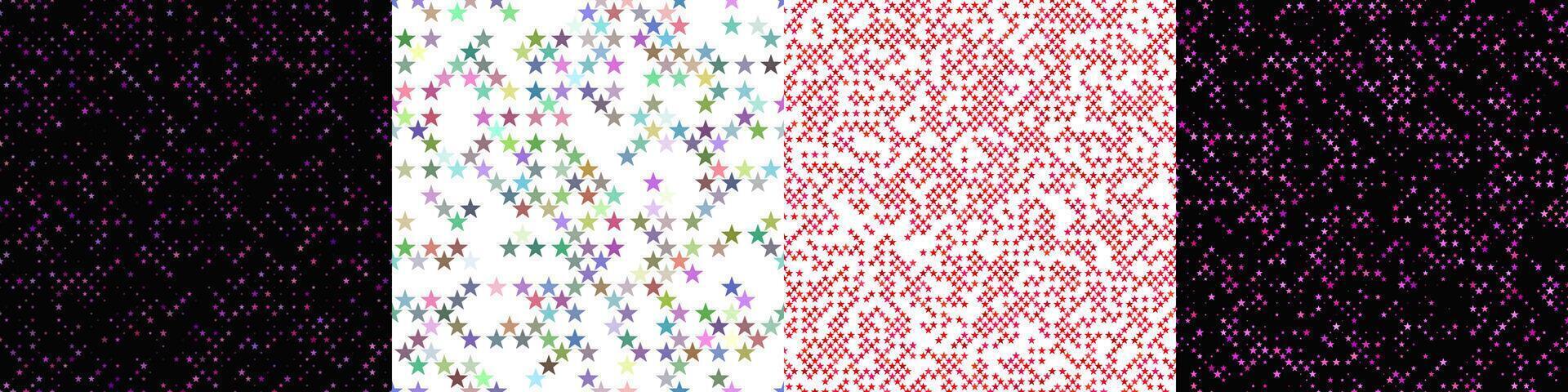 Seamless pentagram star pattern set vector