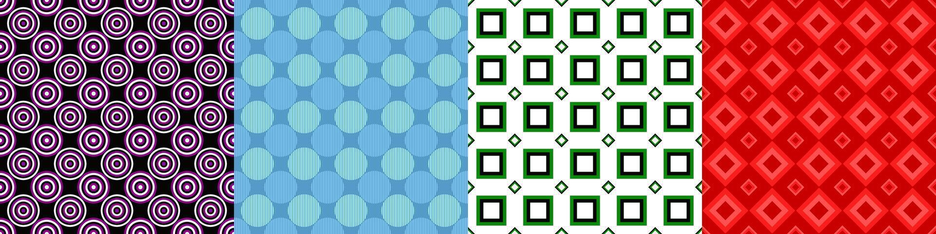 Seamless geometric threetone pattern set vector