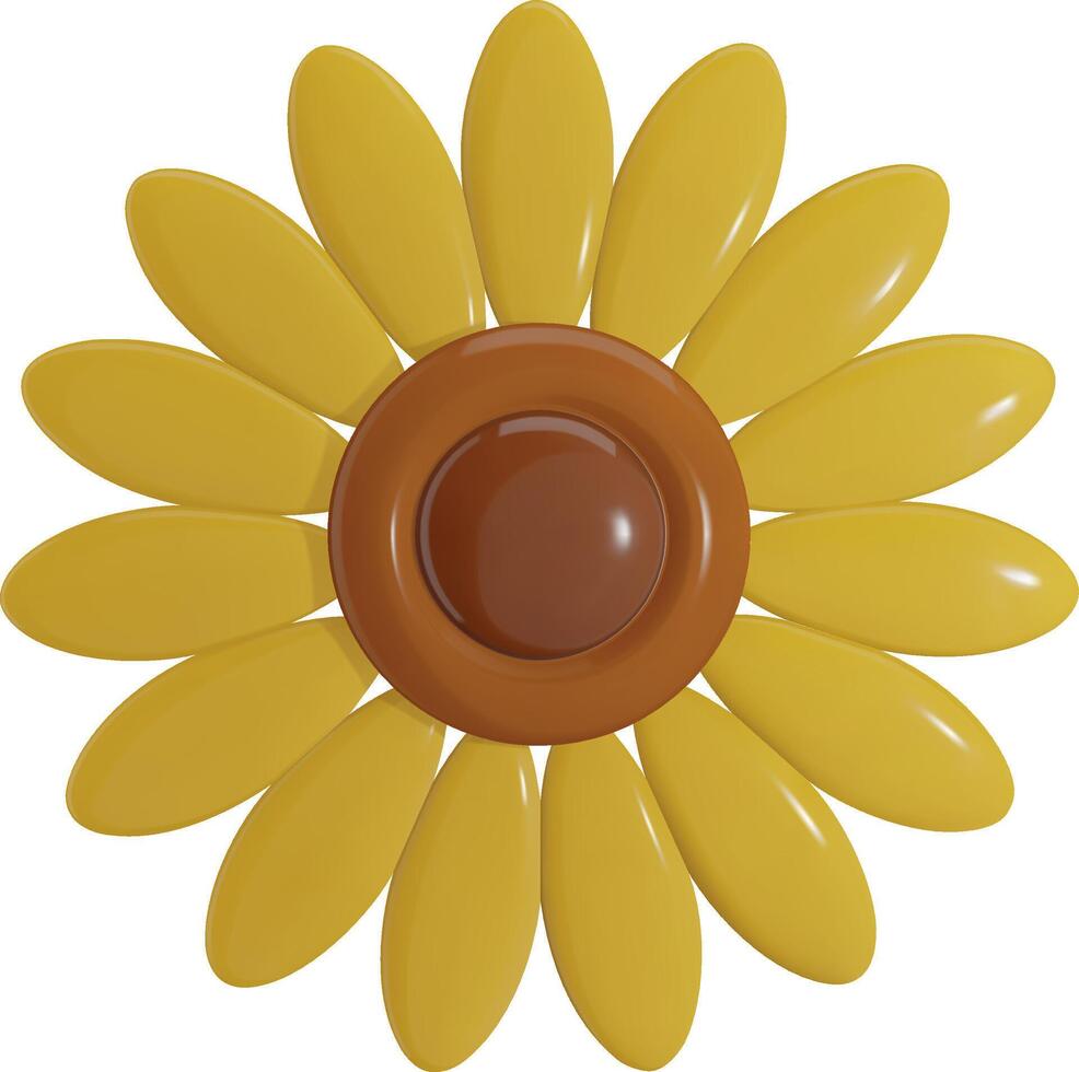 isolated 3d stylized sunflower vector