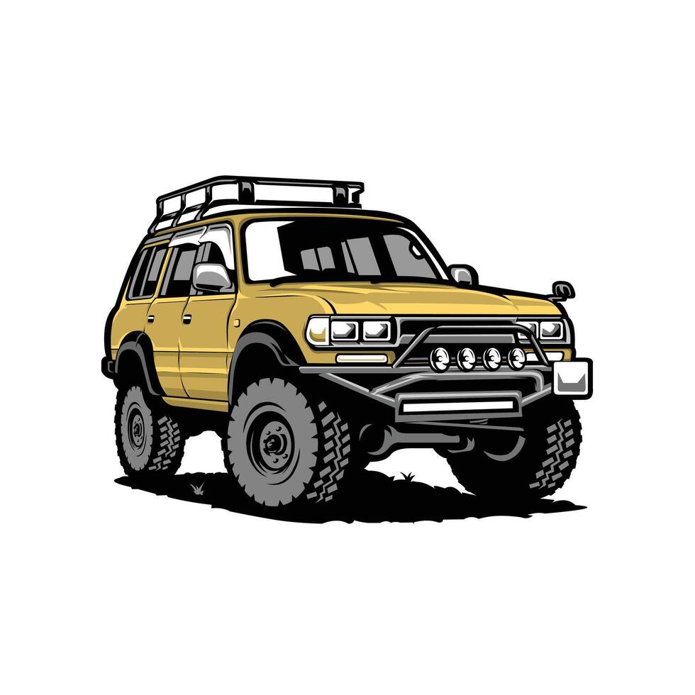 Offroad overland SUV vehicle illustration isolated in white background. Best for outdoor automotive related industry vector