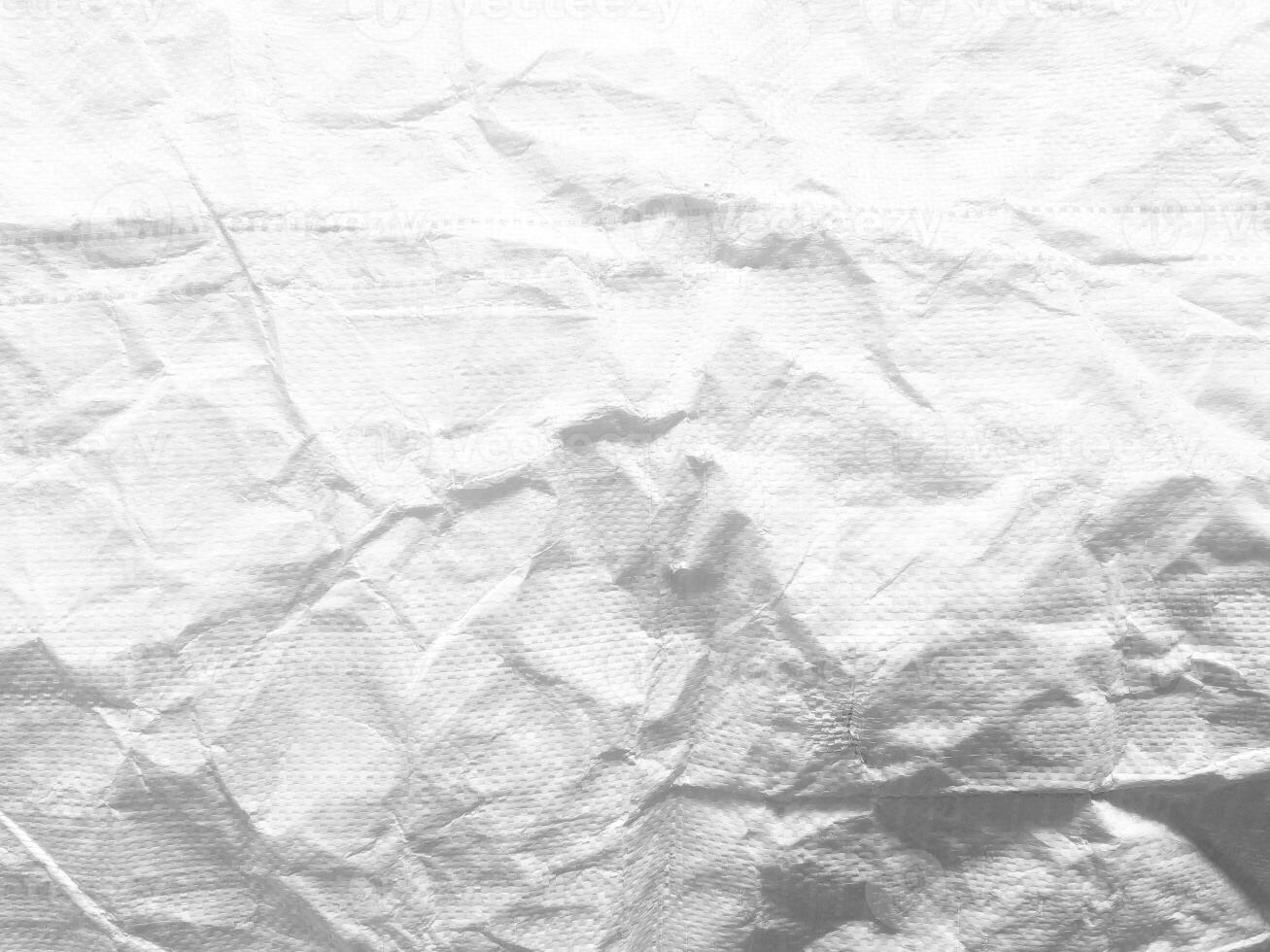 White Crumpled Plastic Sack Background. photo