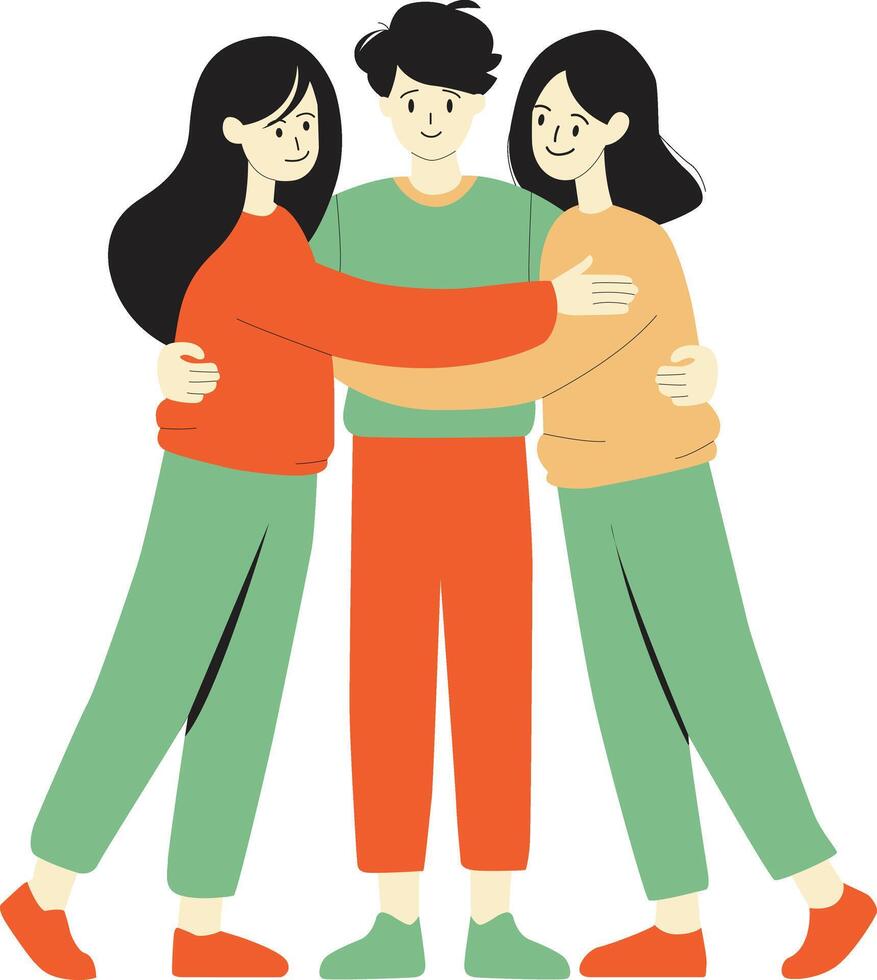 Flat illustration of a Friends Embracing Each Other vector
