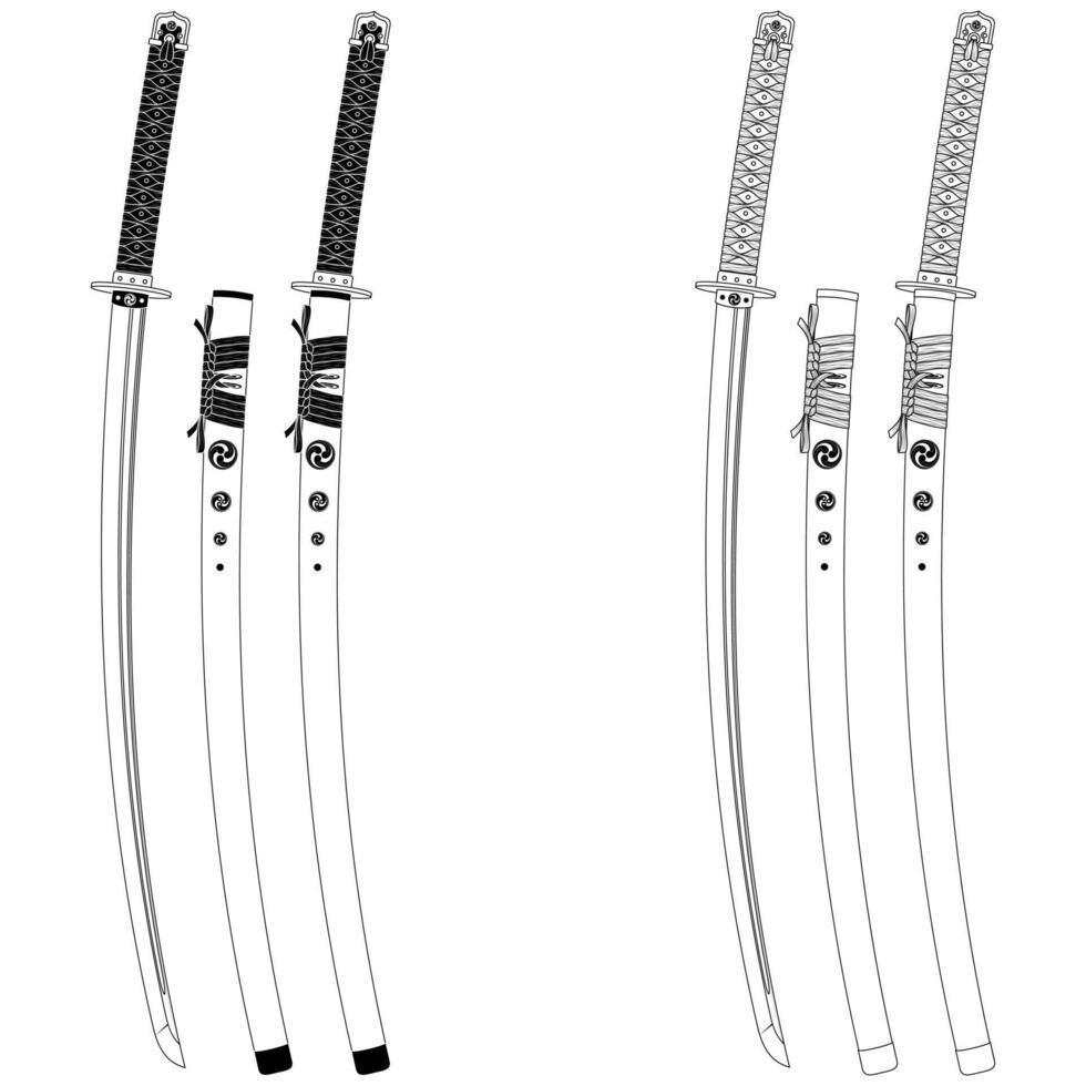 samuray katanas de antiguo Japón vector