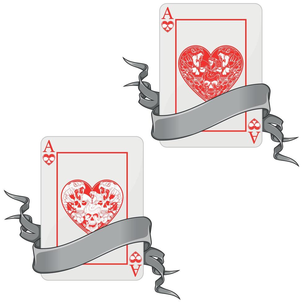 Halloween style poker cards with ribbons vector