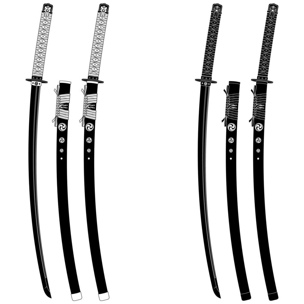 Samuray katanas of ancient Japan vector