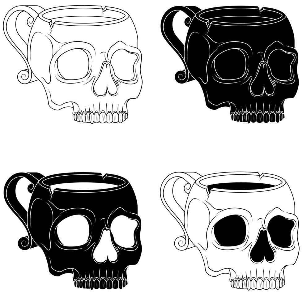 Porcelain tea cup in the shape of a human skull vector