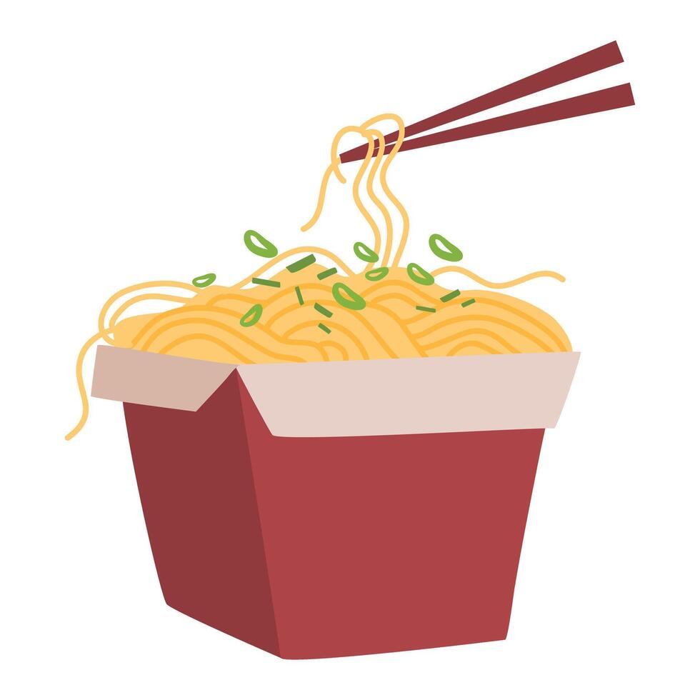 Noodle Box and Chopsticks illustration vector