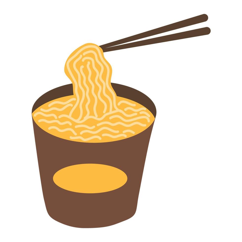 Ramen noodle instant cup with chopsticks vector