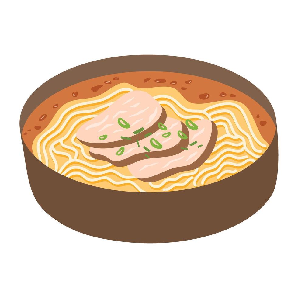 Chicken Soup with Noodles and Vegetables vector