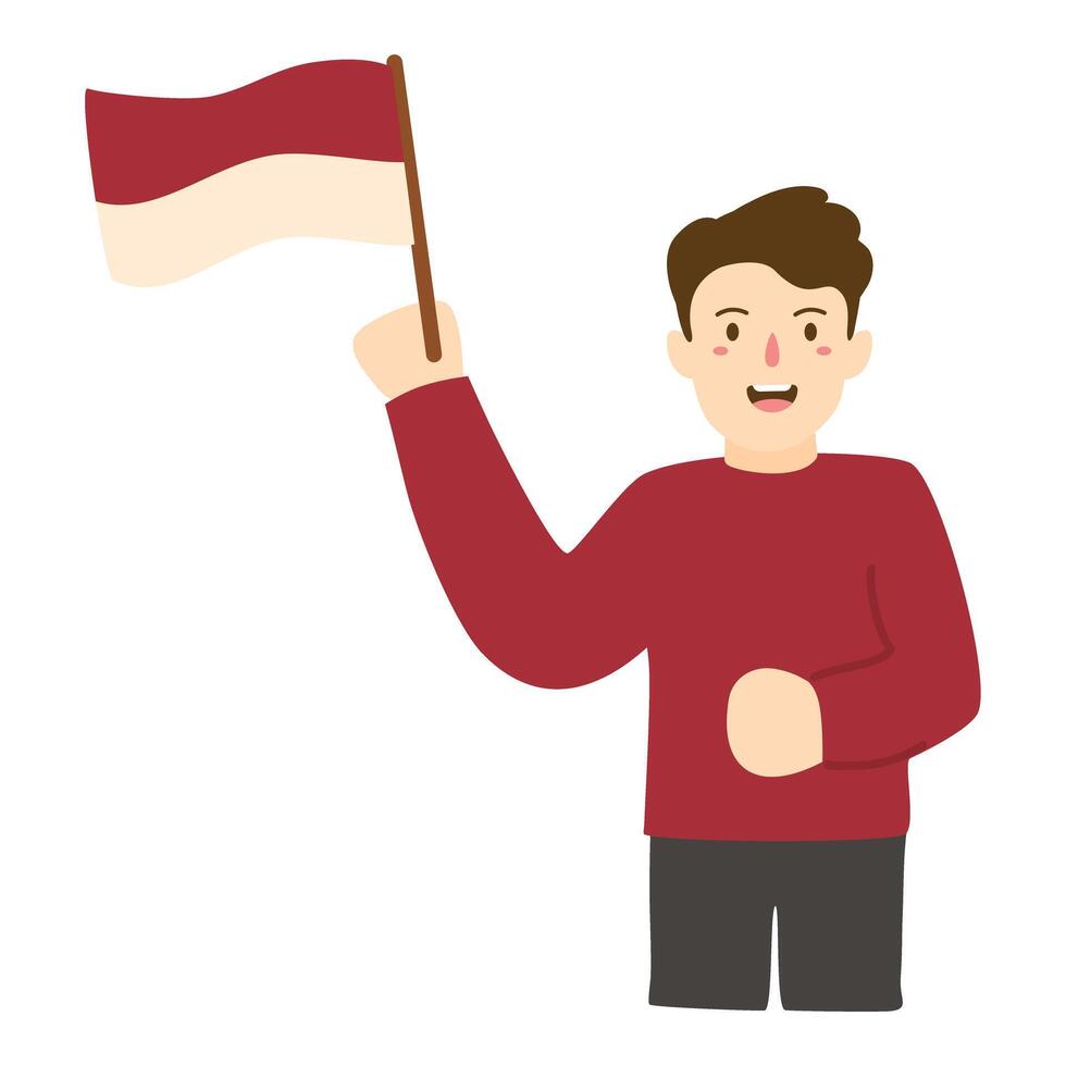 participating in the Indonesian flag ceremony illustration vector
