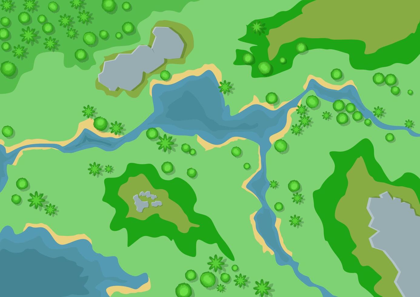 Top view river landscape vector