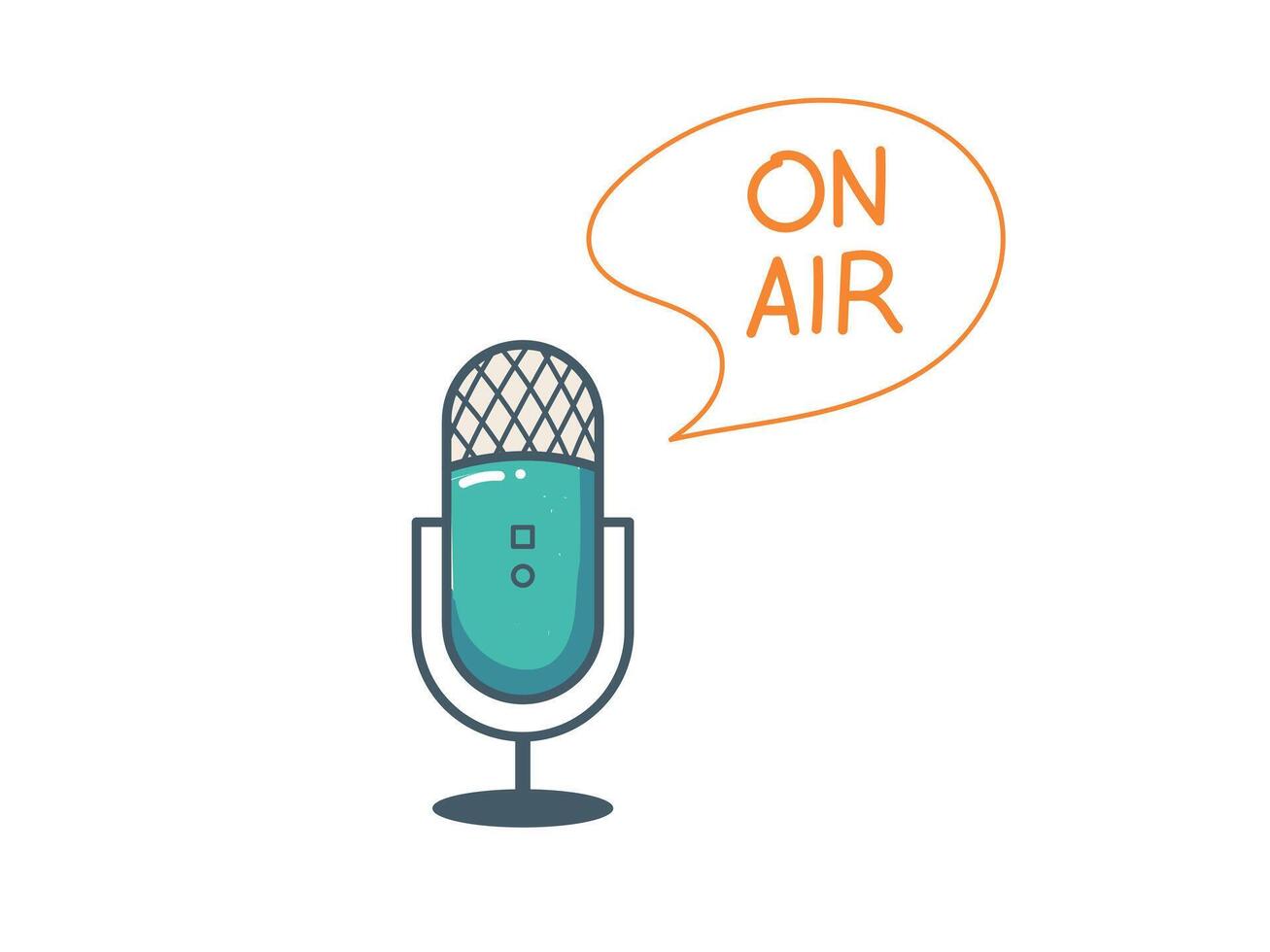 Broadcasting. Microphone and speech bubble with On Air text vector